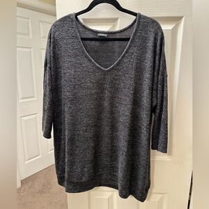 Torrid Super Soft Gray V-Neck Drop Shoulder Sweater Size 1 (1X / 14-16)